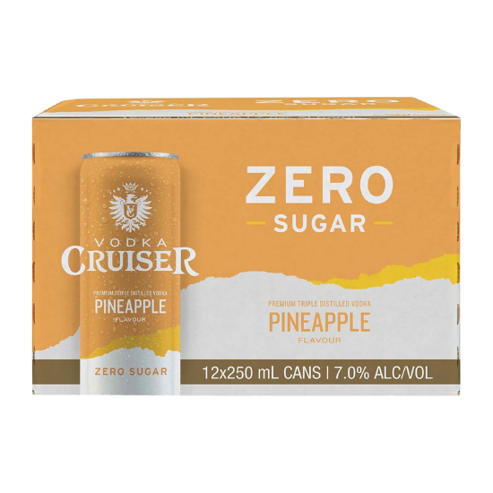 Cruiser Zero Sugar Pineapple 7% Cans 12x250ml Cruiser Zero Sugar Pineapple 7% Cans 12x250ml - Image 1