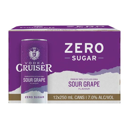 Cruiser Zero Sugar Sour Grape 7% Cans 12x250ml Cruiser Zero Sugar Sour Grape 7% Cans 12x250ml - Image 1