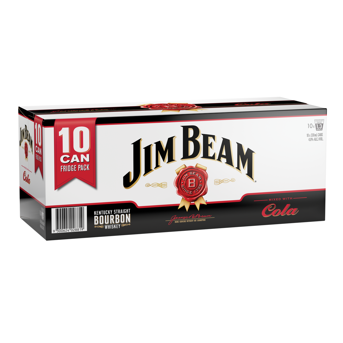 Jim Beam & Cola 4.8% 10 Pack Cans 330ml Jim Beam & Cola 4.8% 10 Pack Cans 330ml - Image 1
