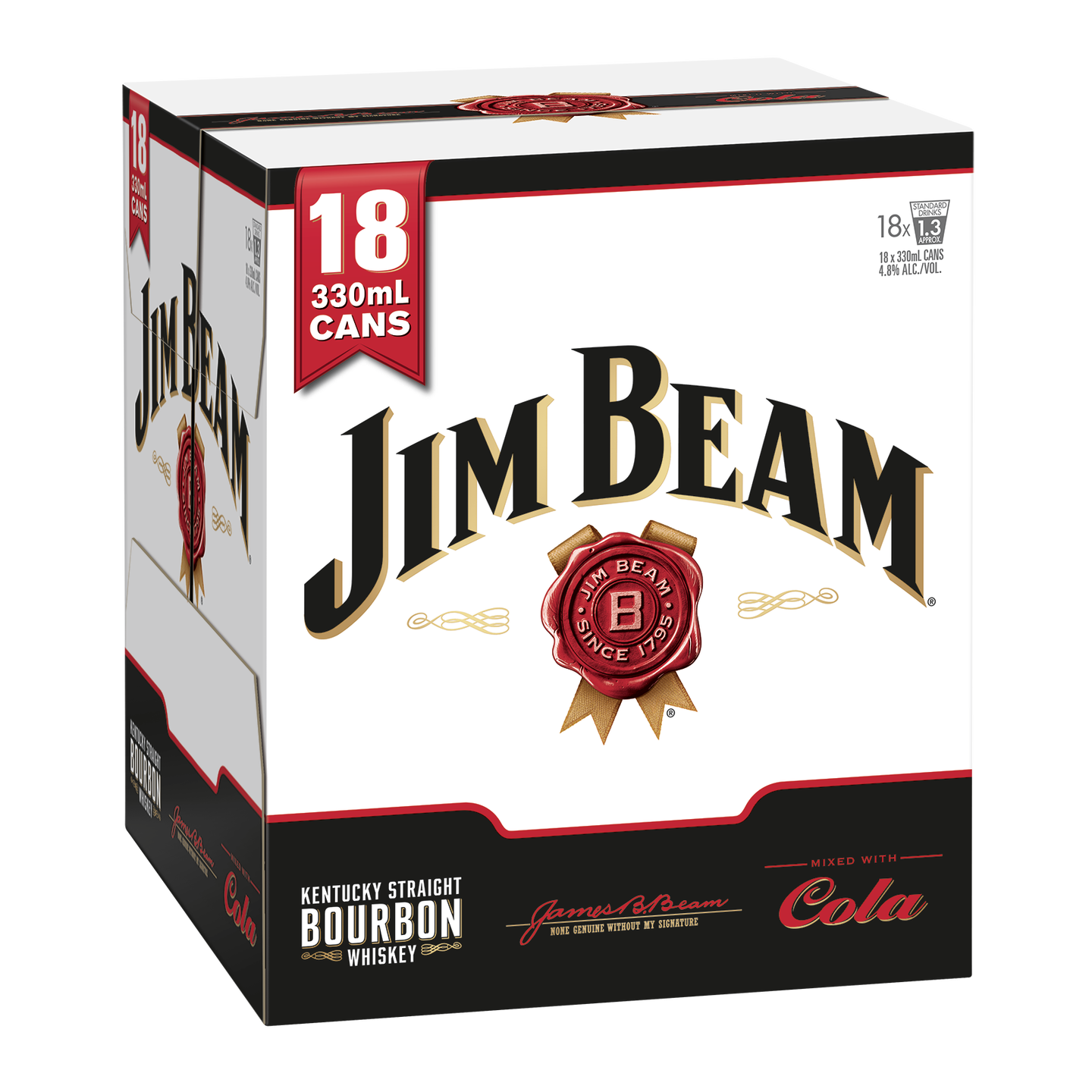 Jim Beam & Cola 4.8% 18 Pack Cans 330ml Jim Beam & Cola 4.8% 18 Pack Cans 330ml - Image 1