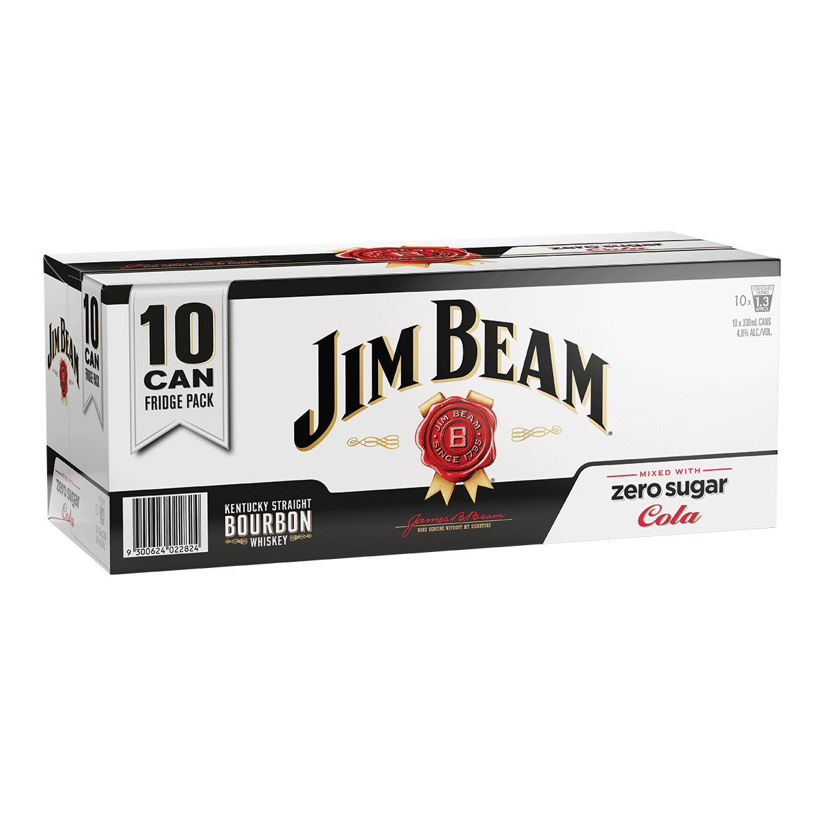 Jim Beam & Cola Zero 4.8% 10 Pack Cans 330ml Jim Beam & Cola Zero 4.8% 10 Pack Cans 330ml - Image 1