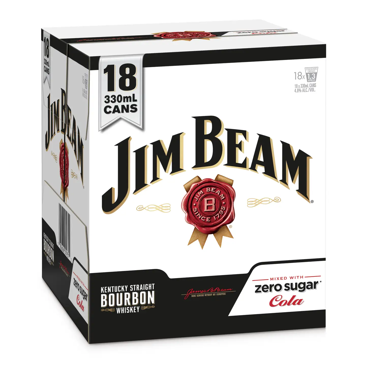 Jim Beam & Cola Zero 4.8% 18 Pack Cans 330ml Jim Beam & Cola Zero 4.8% 18 Pack Cans 330ml - Image 1