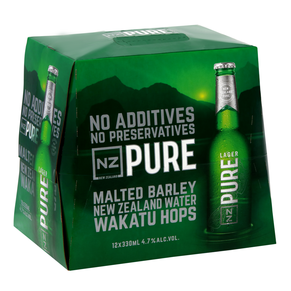 NZ Pure Lager 12 Pack Bottles 330ml NZ Pure Lager 12 Pack Bottles 330ml - Image 1