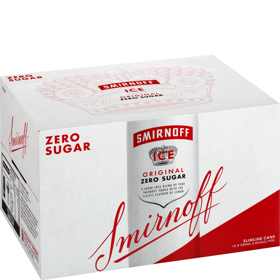 Smirnoff Ice Lemon and Zero Sugar 5% 250mL Can 12 Pack Smirnoff Ice Lemon and Zero Sugar 5% 250mL Can 12 Pack - Image 1