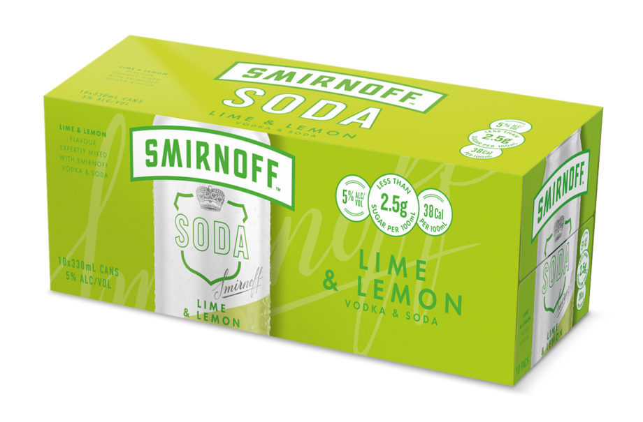 Smirnoff Soda Lime and Lemon 330mL Can 10 Pack Smirnoff Soda Lime and Lemon 330mL Can 10 Pack - Image 1